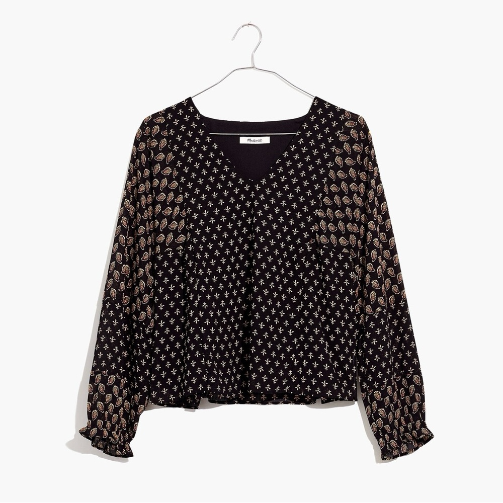 EUC Madewell Sheer-Sleeve Blouse in Brushstroke Paisley Mix Print | Women’s 2X - Picture 16 of 16